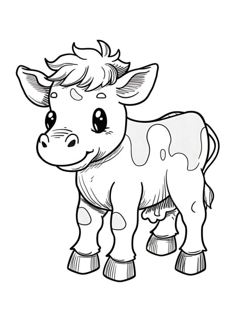 Cute Cow Coloring Book Pages Simple Hand Drawn Animal illustration Line Art Outline Black and White (39)