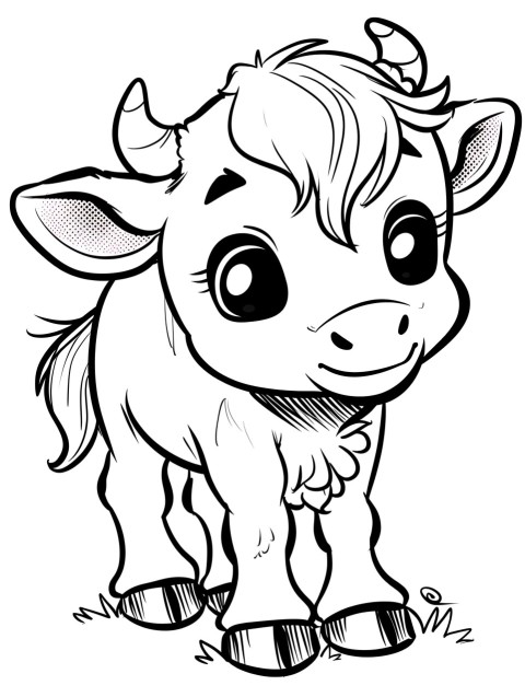Cute Cow Coloring Book Pages Simple Hand Drawn Animal illustration Line Art Outline Black and White (50)