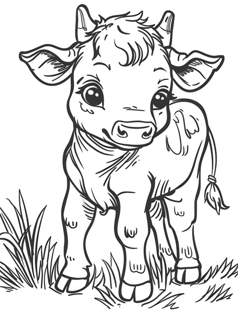 Cute Cow Coloring Book Pages Simple Hand Drawn Animal illustration Line Art Outline Black and White (27)
