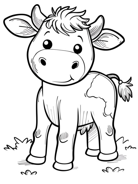 Cute Cow Coloring Book Pages Simple Hand Drawn Animal illustration Line Art Outline Black and White (30)