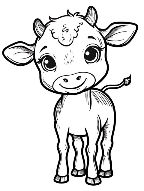 Cute Cow Coloring Book Pages Simple Hand Drawn Animal illustration Line Art Outline Black and White (33)
