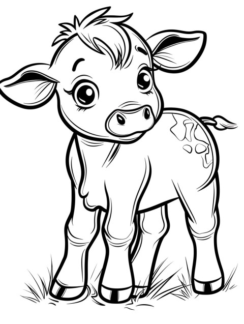 Cute Cow Coloring Book Pages Simple Hand Drawn Animal illustration Line Art Outline Black and White (22)