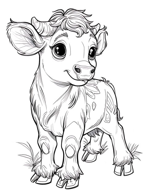 Cute Cow Coloring Book Pages Simple Hand Drawn Animal illustration Line Art Outline Black and White (9)
