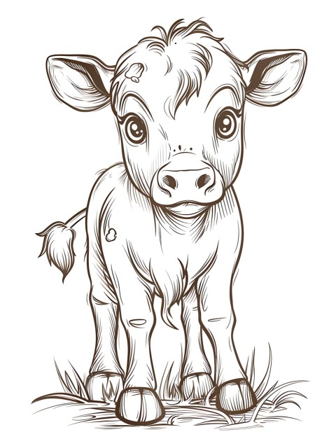 Cute Cow Coloring Book Pages Simple Hand Drawn Animal illustration Line Art Outline Black and White (40)