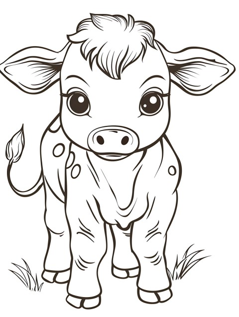 Cute Cow Coloring Book Pages Simple Hand Drawn Animal illustration Line Art Outline Black and White (7)