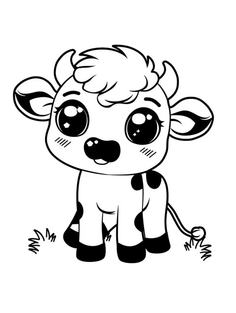 Cute Cow Coloring Book Pages Simple Hand Drawn Animal illustration Line Art Outline Black and White (85)