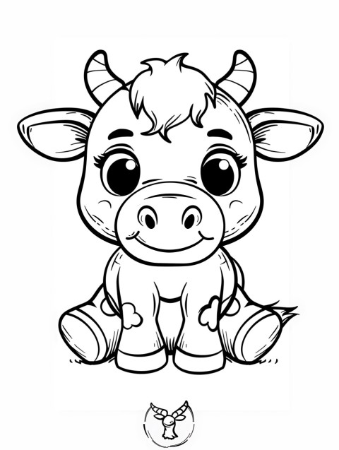 Cute Cow Coloring Book Pages Simple Hand Drawn Animal illustration Line Art Outline Black and White (75)