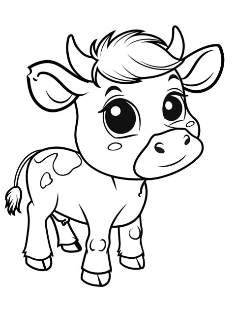 Cute Cow Coloring Book Pages Simple Hand Drawn Animal illustration Line Art Outline Black and White (74)
