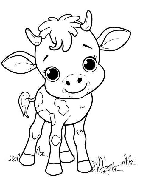 Cute Cow Coloring Book Pages Simple Hand Drawn Animal illustration Line Art Outline Black and White (71)