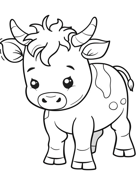 Cute Cow Coloring Book Pages Simple Hand Drawn Animal illustration Line Art Outline Black and White (72)