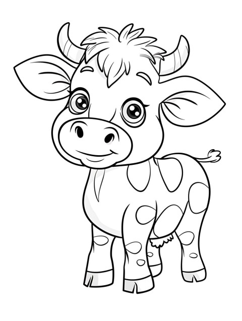 Cute Cow Coloring Book Pages Simple Hand Drawn Animal illustration Line Art Outline Black and White (61)