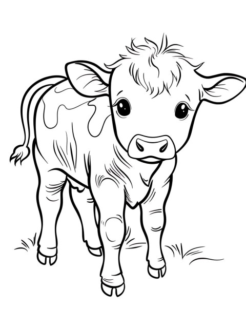 Cute Cow Coloring Book Pages Simple Hand Drawn Animal illustration Line Art Outline Black and White (57)