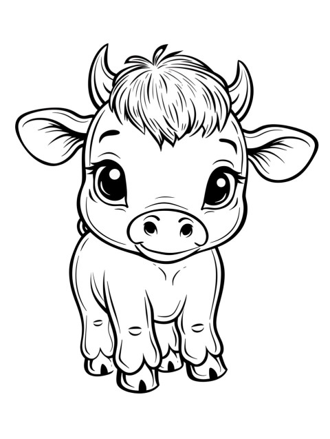 Cute Cow Coloring Book Pages Simple Hand Drawn Animal illustration Line Art Outline Black and White (86)