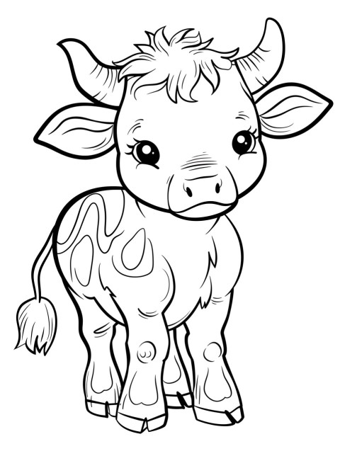 Cute Cow Coloring Book Pages Simple Hand Drawn Animal illustration Line Art Outline Black and White (52)