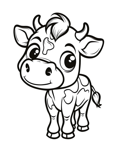 Cute Cow Coloring Book Pages Simple Hand Drawn Animal illustration Line Art Outline Black and White (99)