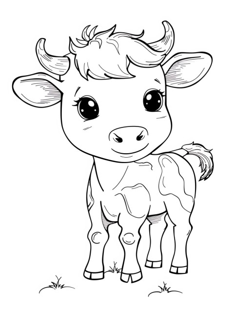 Cute Cow Coloring Book Pages Simple Hand Drawn Animal illustration Line Art Outline Black and White (63)