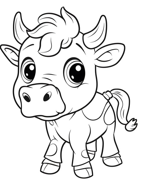 Cute Cow Coloring Book Pages Simple Hand Drawn Animal illustration Line Art Outline Black and White (89)