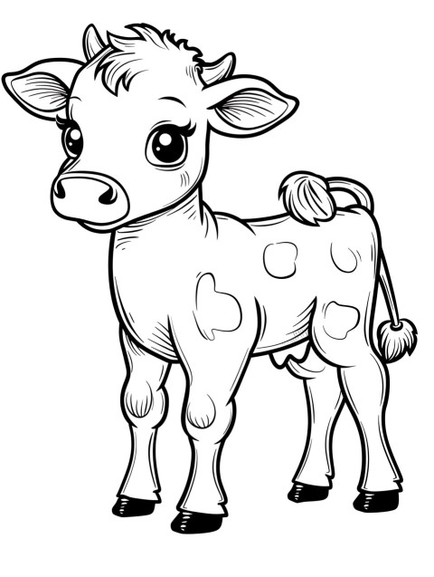 Cute Cow Coloring Book Pages Simple Hand Drawn Animal illustration Line Art Outline Black and White (92)