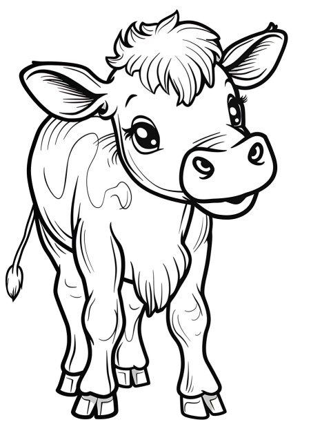 Cute Cow Coloring Book Pages Simple Hand Drawn Animal illustration Line Art Outline Black and White (70)