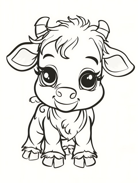 Cute Cow Coloring Book Pages Simple Hand Drawn Animal illustration Line Art Outline Black and White (91)