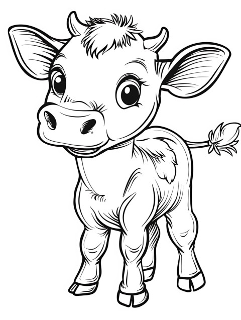 Cute Cow Coloring Book Pages Simple Hand Drawn Animal illustration Line Art Outline Black and White (76)
