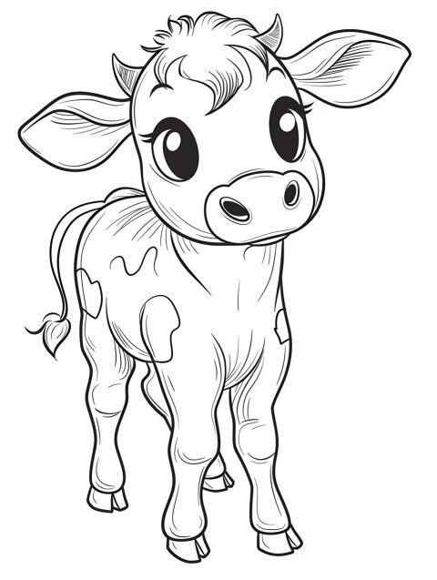 Cute Cow Coloring Book Pages Simple Hand Drawn Animal illustration Line Art Outline Black and White (83)