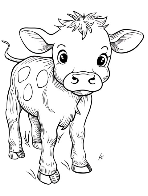 Cute Cow Coloring Book Pages Simple Hand Drawn Animal illustration Line Art Outline Black and White (67)