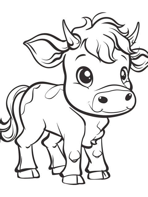 Cute Cow Coloring Book Pages Simple Hand Drawn Animal illustration Line Art Outline Black and White (60)