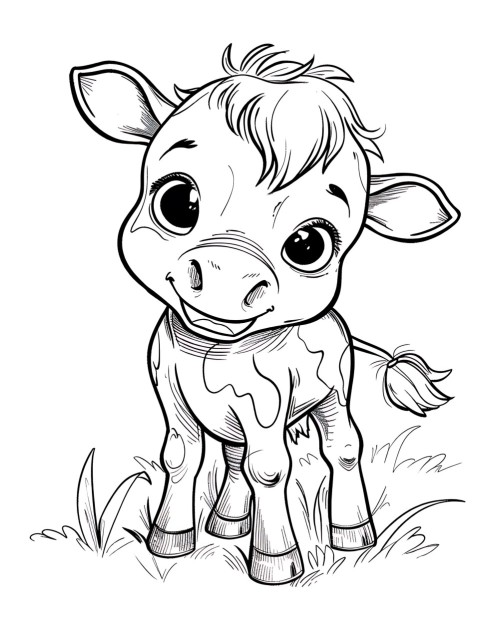 Cute Cow Coloring Book Pages Simple Hand Drawn Animal illustration Line Art Outline Black and White (68)