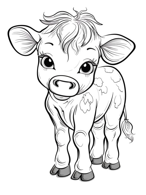 Cute Cow Coloring Book Pages Simple Hand Drawn Animal illustration Line Art Outline Black and White (77)