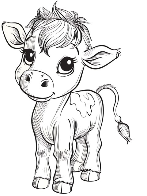 Cute Cow Coloring Book Pages Simple Hand Drawn Animal illustration Line Art Outline Black and White (81)