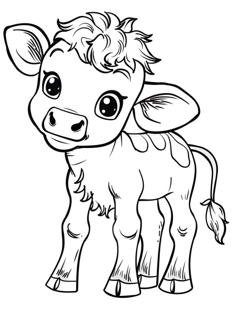 Cute Cow Coloring Book Pages Simple Hand Drawn Animal illustration Line Art Outline Black and White (65)