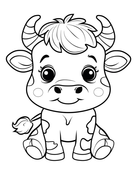 Cute Cow Coloring Book Pages Simple Hand Drawn Animal illustration Line Art Outline Black and White (134)
