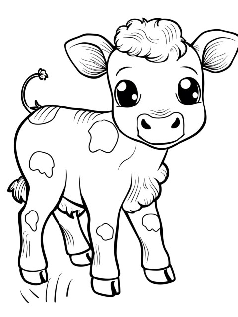 Cute Cow Coloring Book Pages Simple Hand Drawn Animal illustration Line Art Outline Black and White (110)