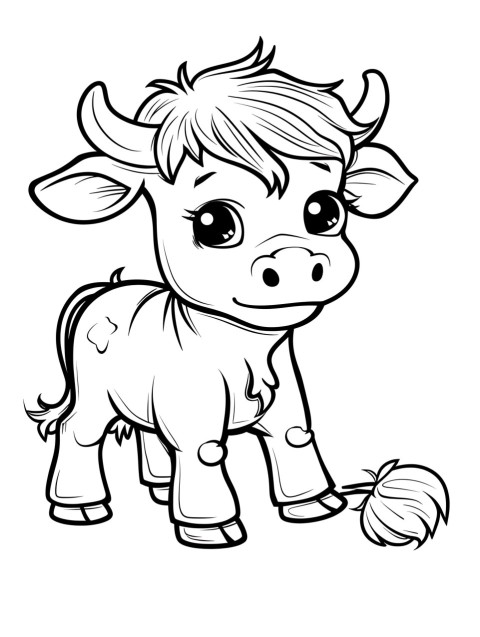 Cute Cow Coloring Book Pages Simple Hand Drawn Animal illustration Line Art Outline Black and White (115)