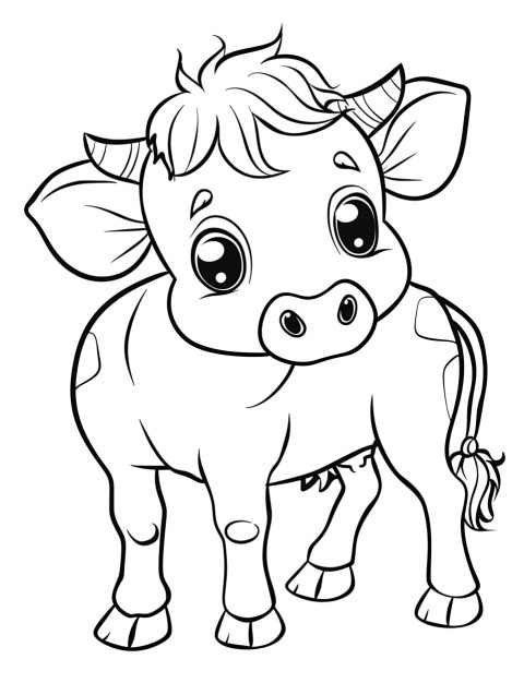 Cute Cow Coloring Book Pages Simple Hand Drawn Animal illustration Line Art Outline Black and White (132)