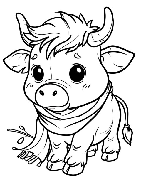 Cute Cow Coloring Book Pages Simple Hand Drawn Animal illustration Line Art Outline Black and White (109)