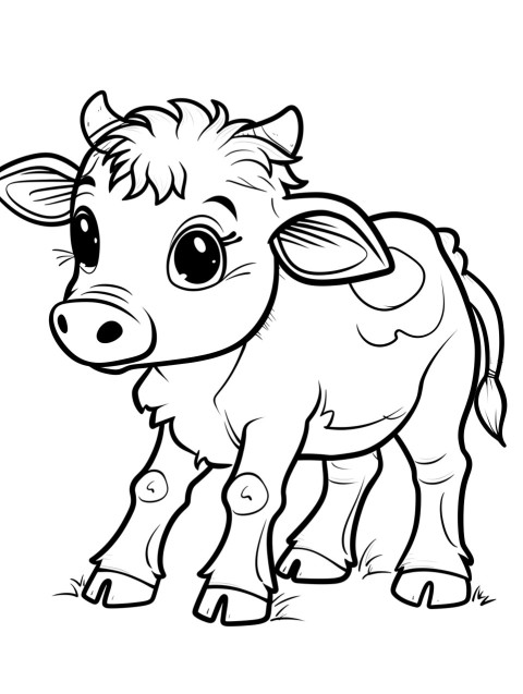 Cute Cow Coloring Book Pages Simple Hand Drawn Animal illustration Line Art Outline Black and White (159)
