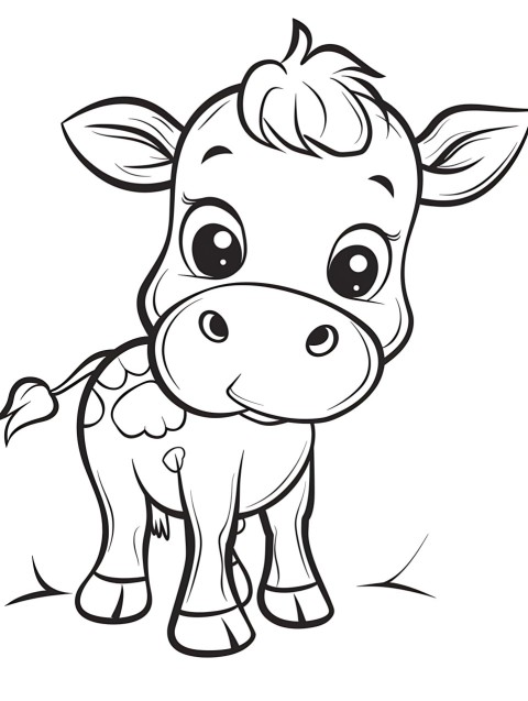 Cute Cow Coloring Book Pages Simple Hand Drawn Animal illustration Line Art Outline Black and White (143)