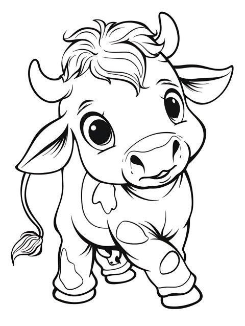 Cute Cow Coloring Book Pages Simple Hand Drawn Animal illustration Line Art Outline Black and White (128)