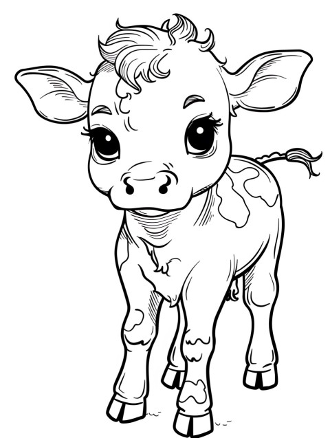 Cute Cow Coloring Book Pages Simple Hand Drawn Animal illustration Line Art Outline Black and White (138)