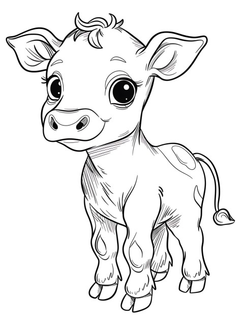Cute Cow Coloring Book Pages Simple Hand Drawn Animal illustration Line Art Outline Black and White (116)