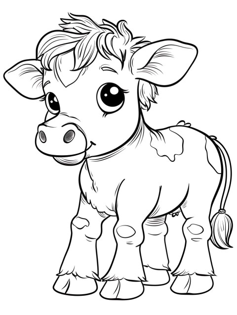 Cute Cow Coloring Book Pages Simple Hand Drawn Animal illustration Line Art Outline Black and White (103)