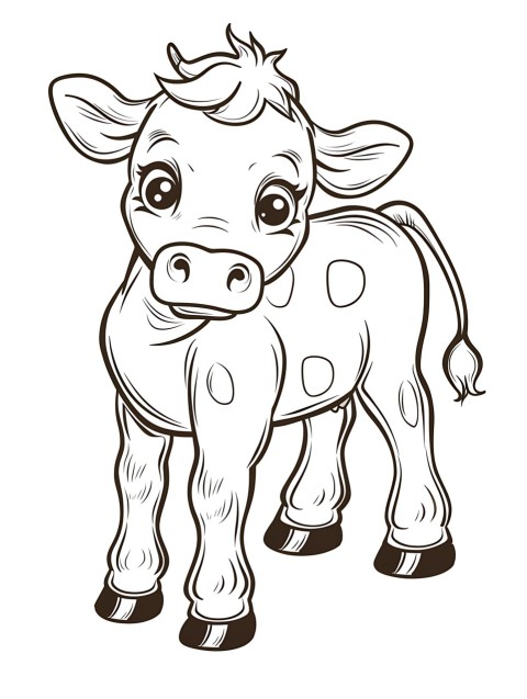 Cute Cow Coloring Book Pages Simple Hand Drawn Animal illustration Line Art Outline Black and White (108)