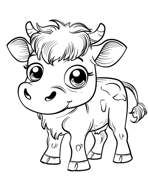 Cute Cow Coloring Book Pages Simple Hand Drawn Animal illustration Line Art Outline Black and White (104)