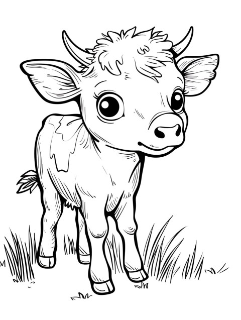 Cute Cow Coloring Book Pages Simple Hand Drawn Animal illustration Line Art Outline Black and White (131)