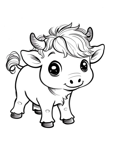 Cute Cow Coloring Book Pages Simple Hand Drawn Animal illustration Line Art Outline Black and White (142)