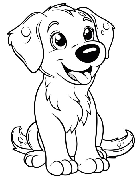 Cute Dog Coloring Book Pages Simple Hand Drawn Animal illustration Line Art Outline Black and White (90)