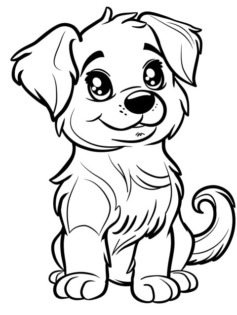 Cute Dog Coloring Book Pages Simple Hand Drawn Animal illustration Line Art Outline Black and White (7)