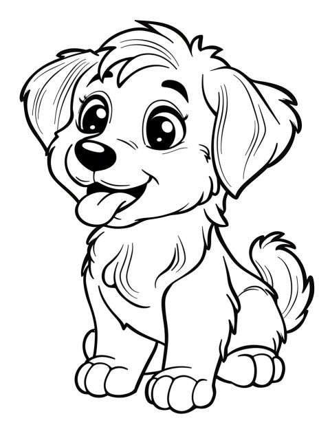 Cute Dog Coloring Book Pages Simple Hand Drawn Animal illustration Line Art Outline Black and White (89)